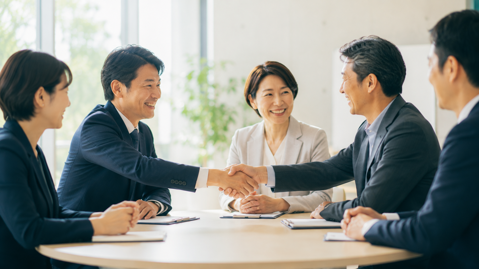 連携協定を結ぶ複数の介護事業所の代表者たち